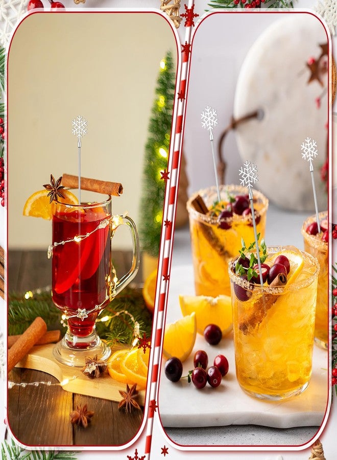 Reallnaive 10 Pack Christmas Snowflake Drink Stirrers Hot Cocoa Bar Chocolate Supplies Cocktail Stir Sticks Metal Swizzle Sticks 7.9 Inch Winter Coffee Stirrers Reusable for Xmas Party Decor - Image 5